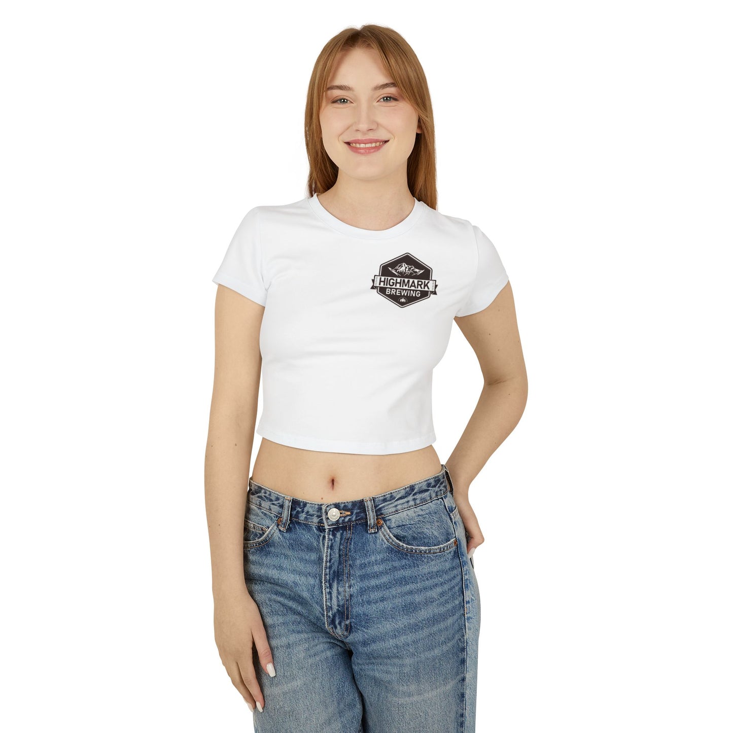 Adventure-Themed Women's Baby Tee - Highmark Brewing Graphic